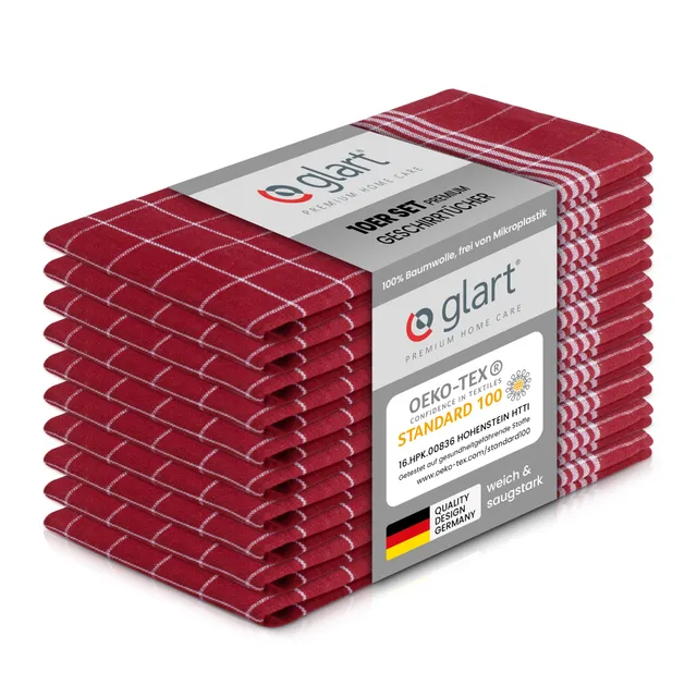 glart-geschirrt-cher-10er-set-50x70-cm-baumwolle-rot image 1
