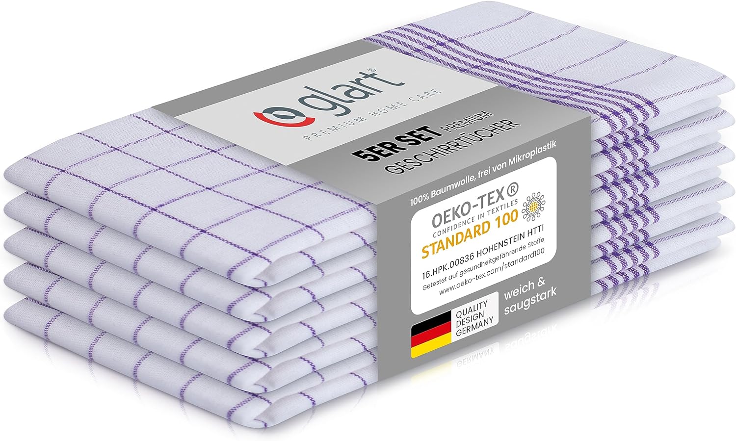 glart-geschirrt-cher-5er-set-50x70-cm-baumwolle-lila-karo image 1