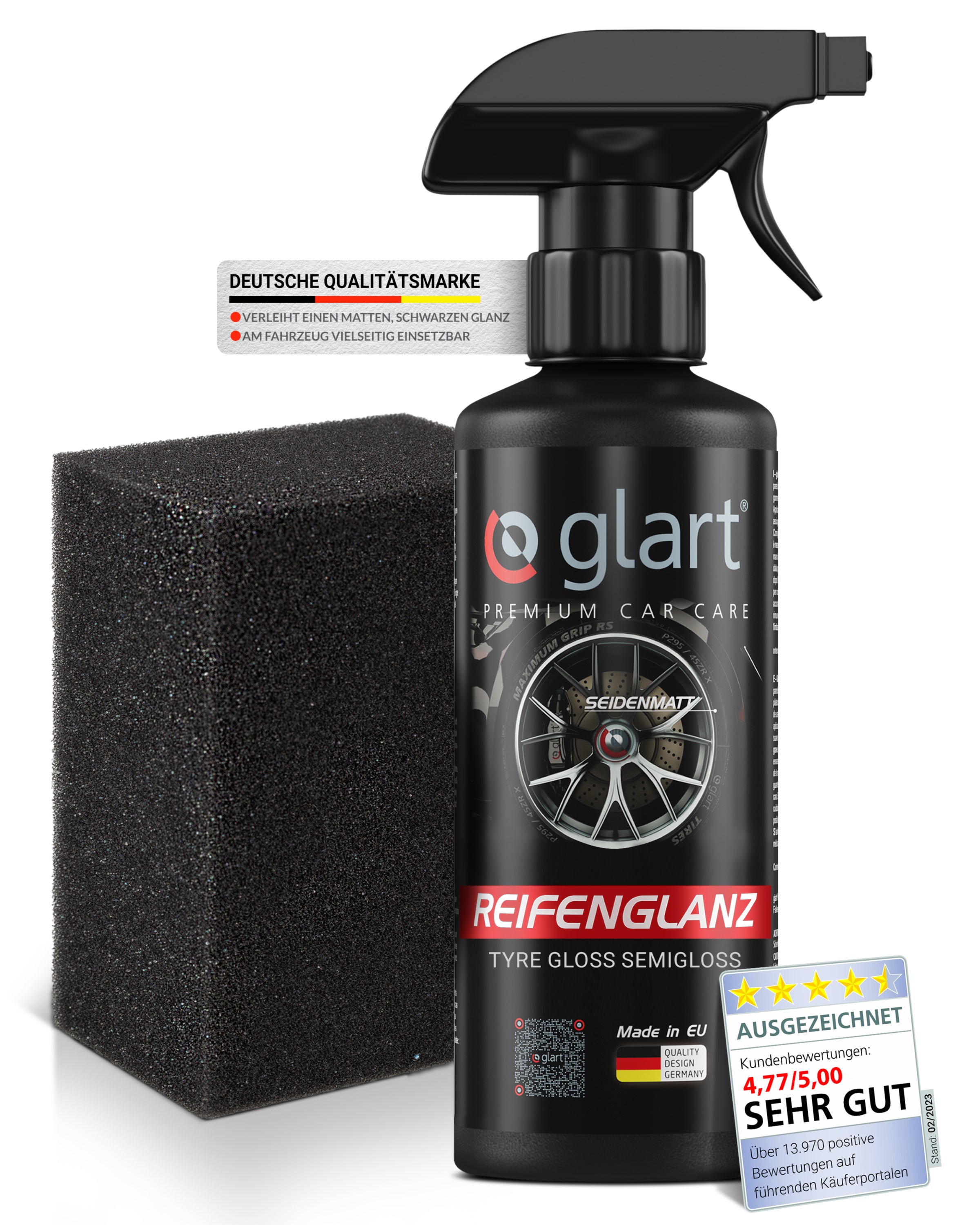 glart-reifenglanz-500-ml-seidenmatt-reifenpflege-schwamm image 1