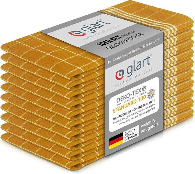 glart-geschirrt-cher-10er-set-50x70-baumwolle-gelb-oeko-tex image 1