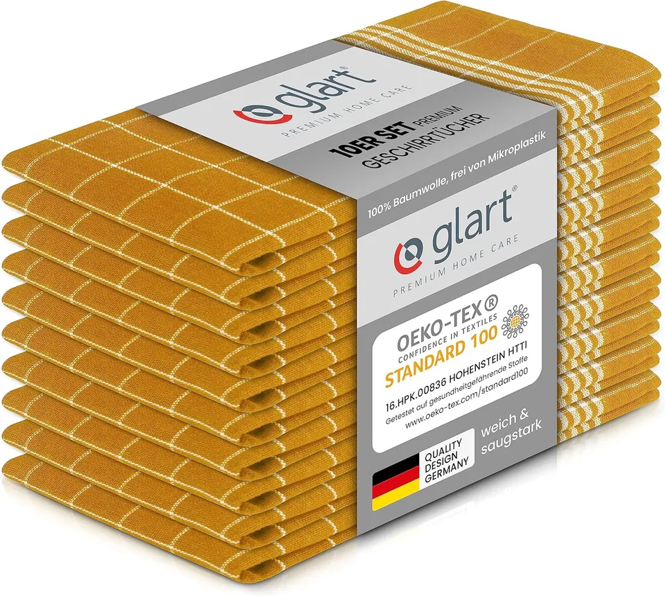 glart-geschirrt-cher-10er-set-50x70-baumwolle-gelb-oeko-tex image 1