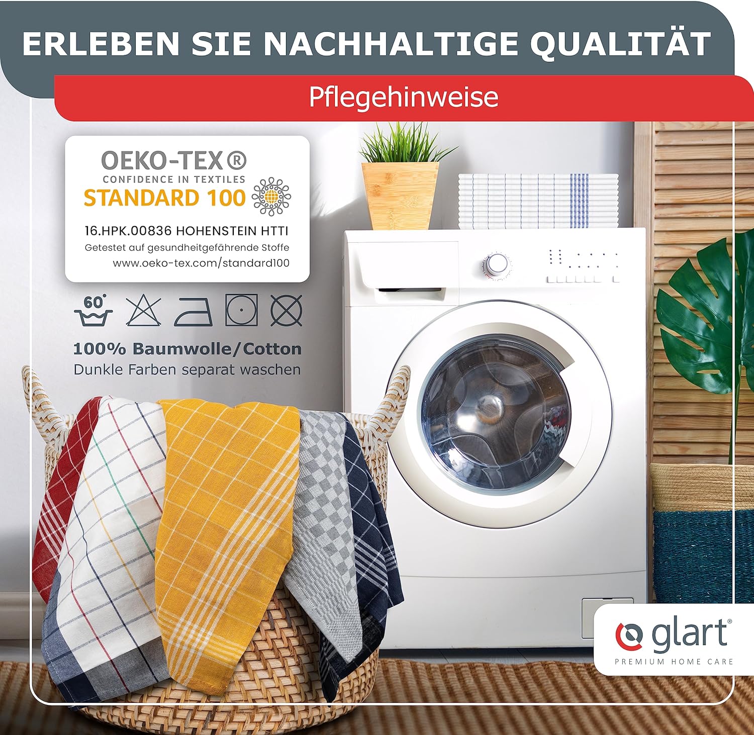 glart-geschirrt-cher-10er-set-50x70-baumwolle-rot-karo-saugstark image 3
