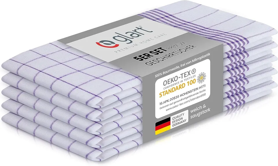 glart-geschirrt-cher-5er-set-50x70-cm-baumwolle-lila-karo image 1