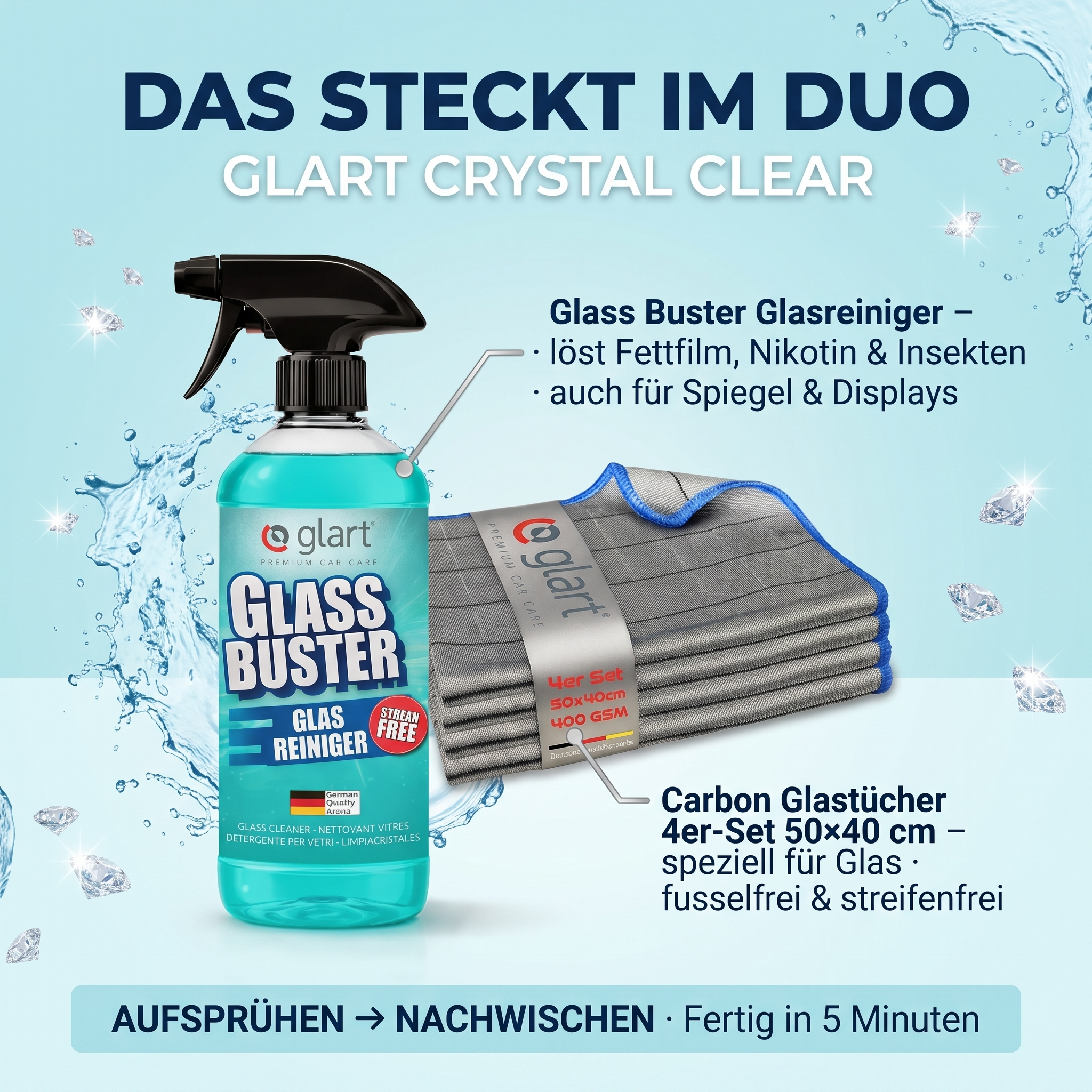 glart-crystal-clear-scheibenreiniger-set-glasreiniger-glast-cher image 2