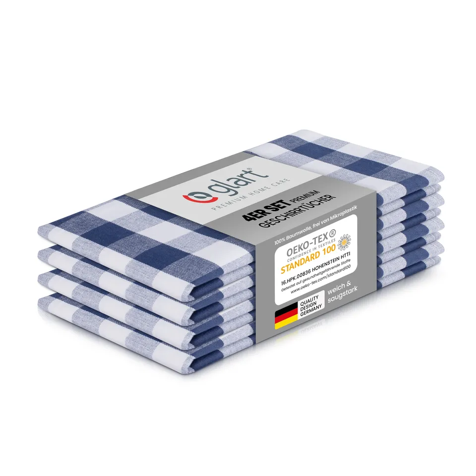 glart-geschirrt-cher-4er-set-70x50-baumwolle-blau-kariert-saugstark image 1